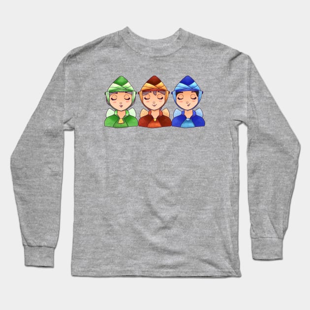 Three Fairies Sleeping Long Sleeve T-Shirt by desiisart